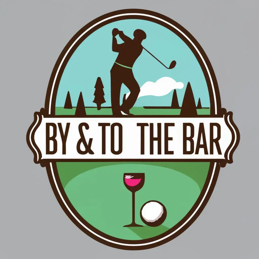 logo, golf and wine, with the text "By and to the bar", typography, be used in Sports Fitness industry
