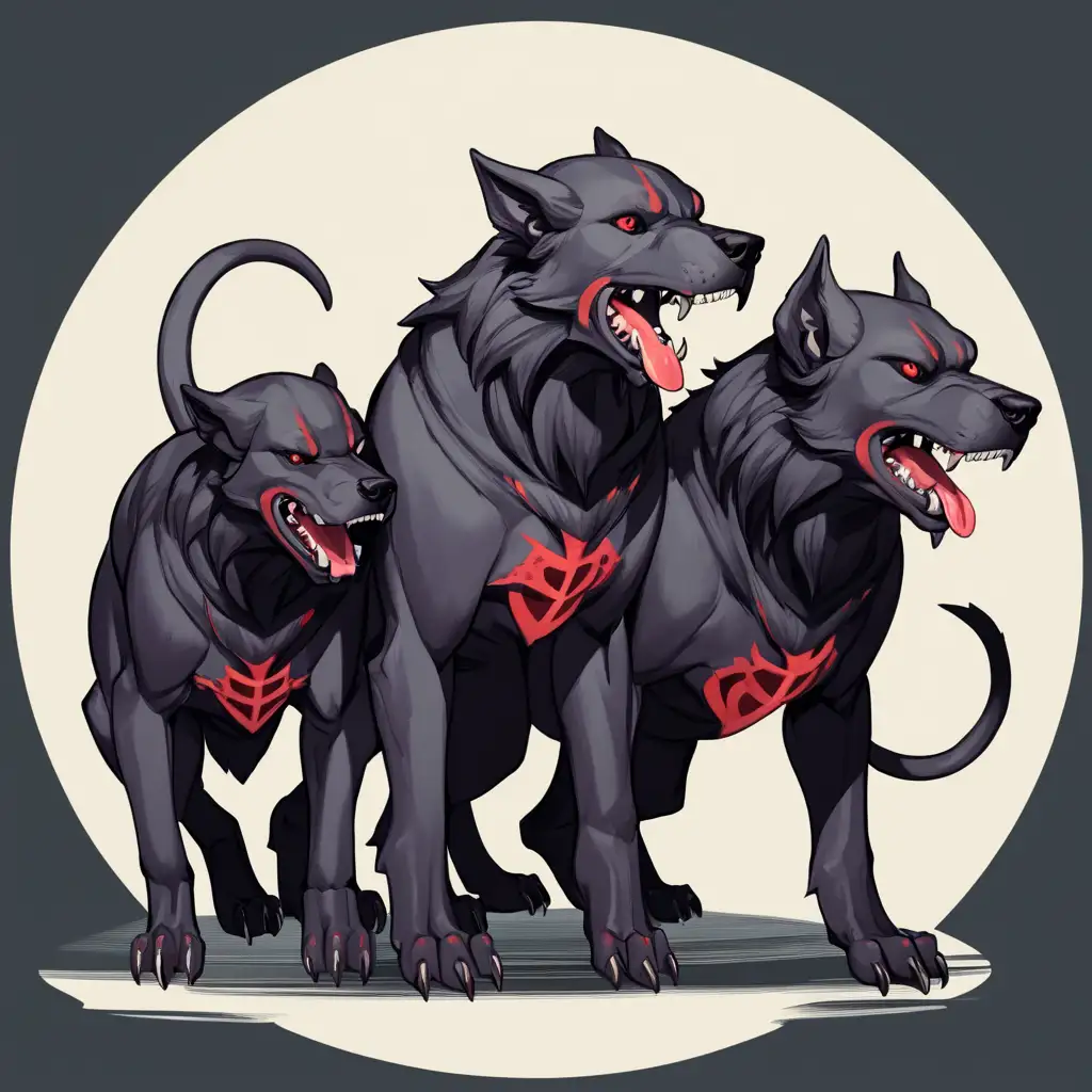 ThreeHeaded Guardian Dog Cerberus in Mythological Setting