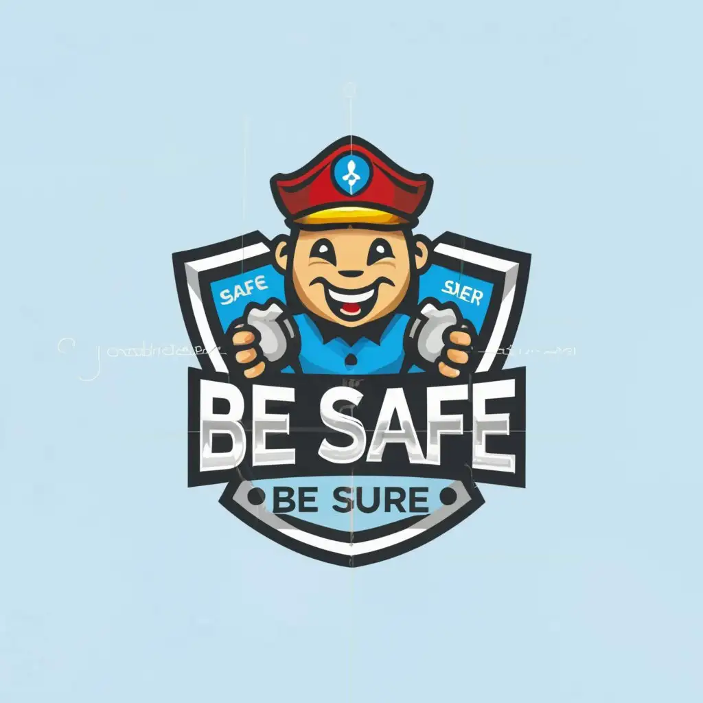 a logo design,with the text "Be Safe Be Sure", main symbol:Security Mascot with a shield,Moderate,clear background