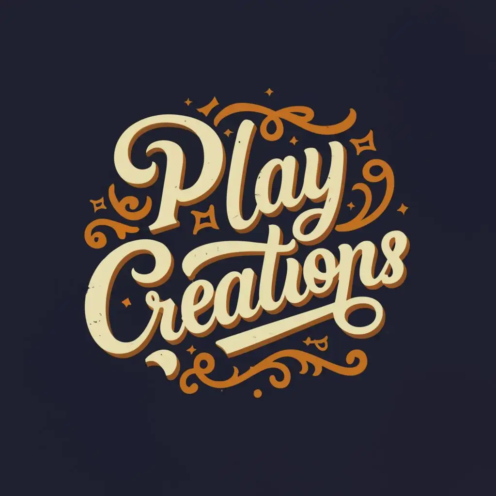 logo, art, with the text "Play Creations", typography