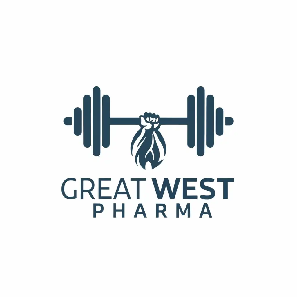 a logo design,with the text 'Great West Pharma', main symbol:flexing bicep,Moderate, be used in Sports Fitness industry, clear background