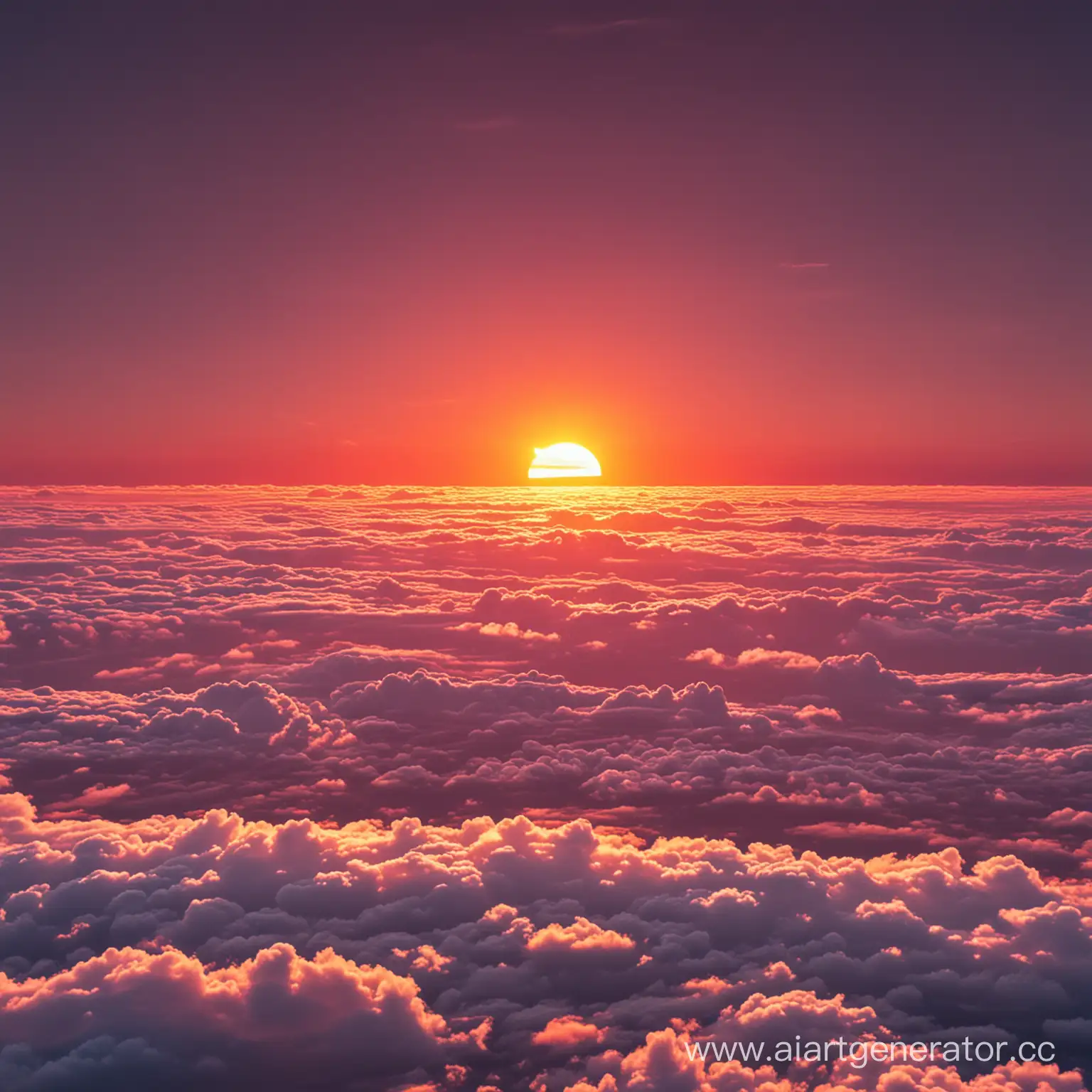 Vibrant-Crimson-Sunset-Over-Serene-Cloudscape