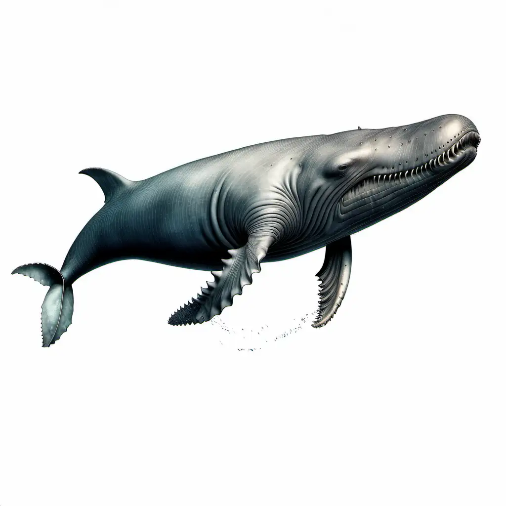 eclectic sperm whale white background

