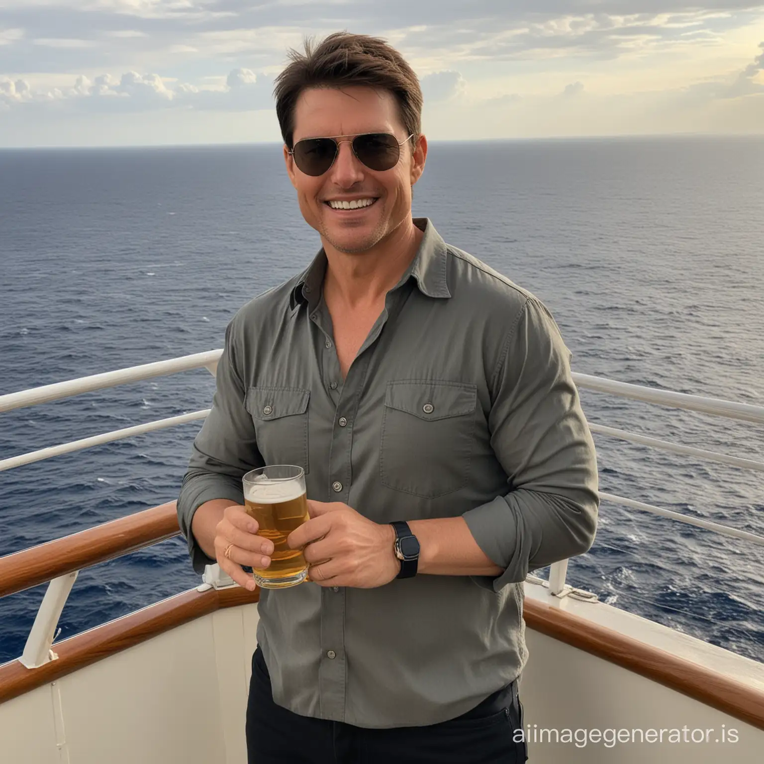 Tom Cruise on a cruise with lots of alcohol