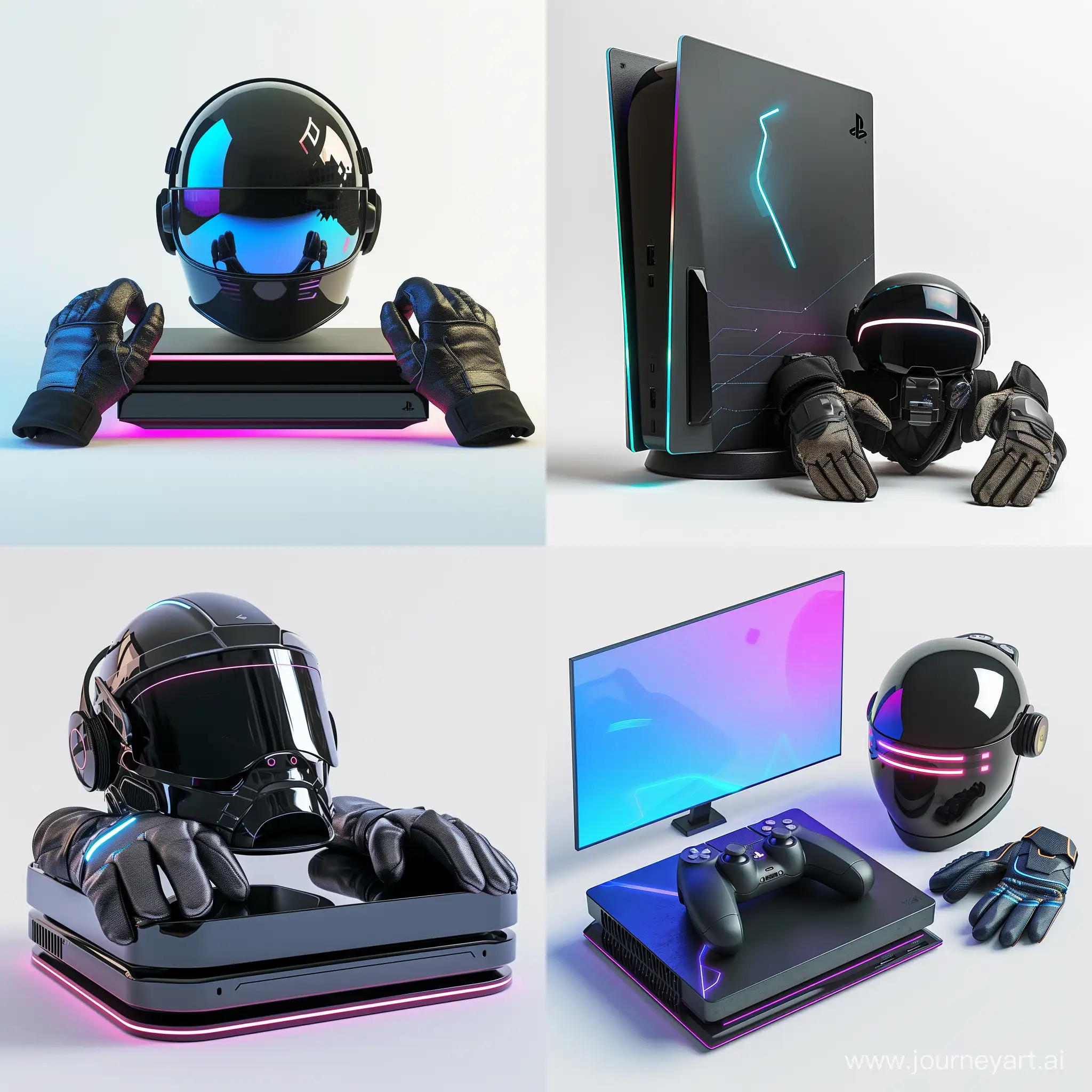 Futuristic-Gaming-Experience-Virtual-Reality-Console-with-Gloves-and-Helmet