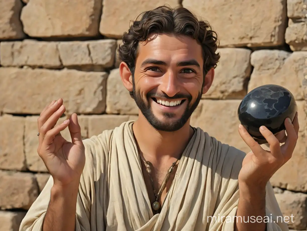 Ancient Jewish Man Smiling with Onyx Stone