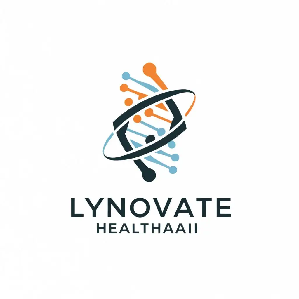 a logo design,with the text "Lynovate HealthAI", main symbol:biomedical health AI DNA Benzene chemical material,complex,be used in Technology industry,clear background