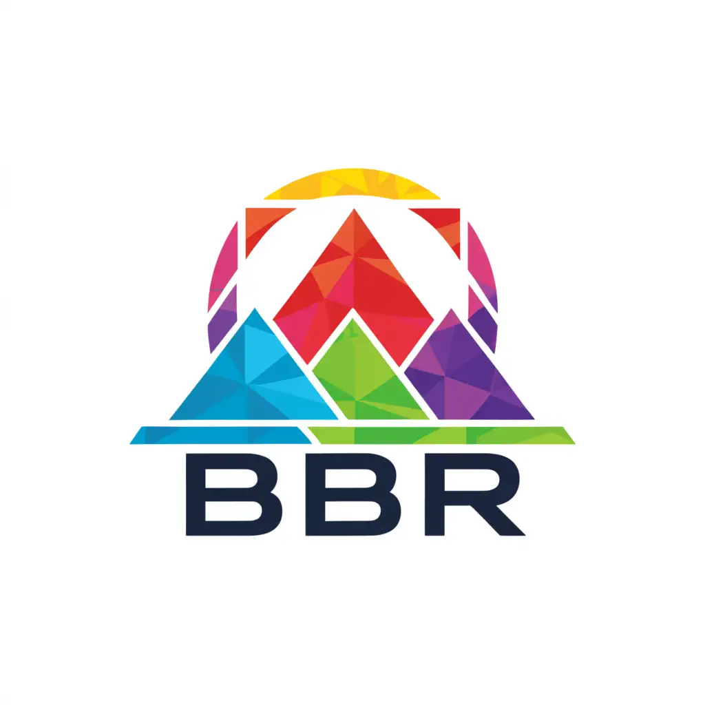 a logo design,with the text "BBR", main symbol:a Colourfull BBR symbol with bold in high mountains,Minimalistic,be used in Travel industry,clear background
