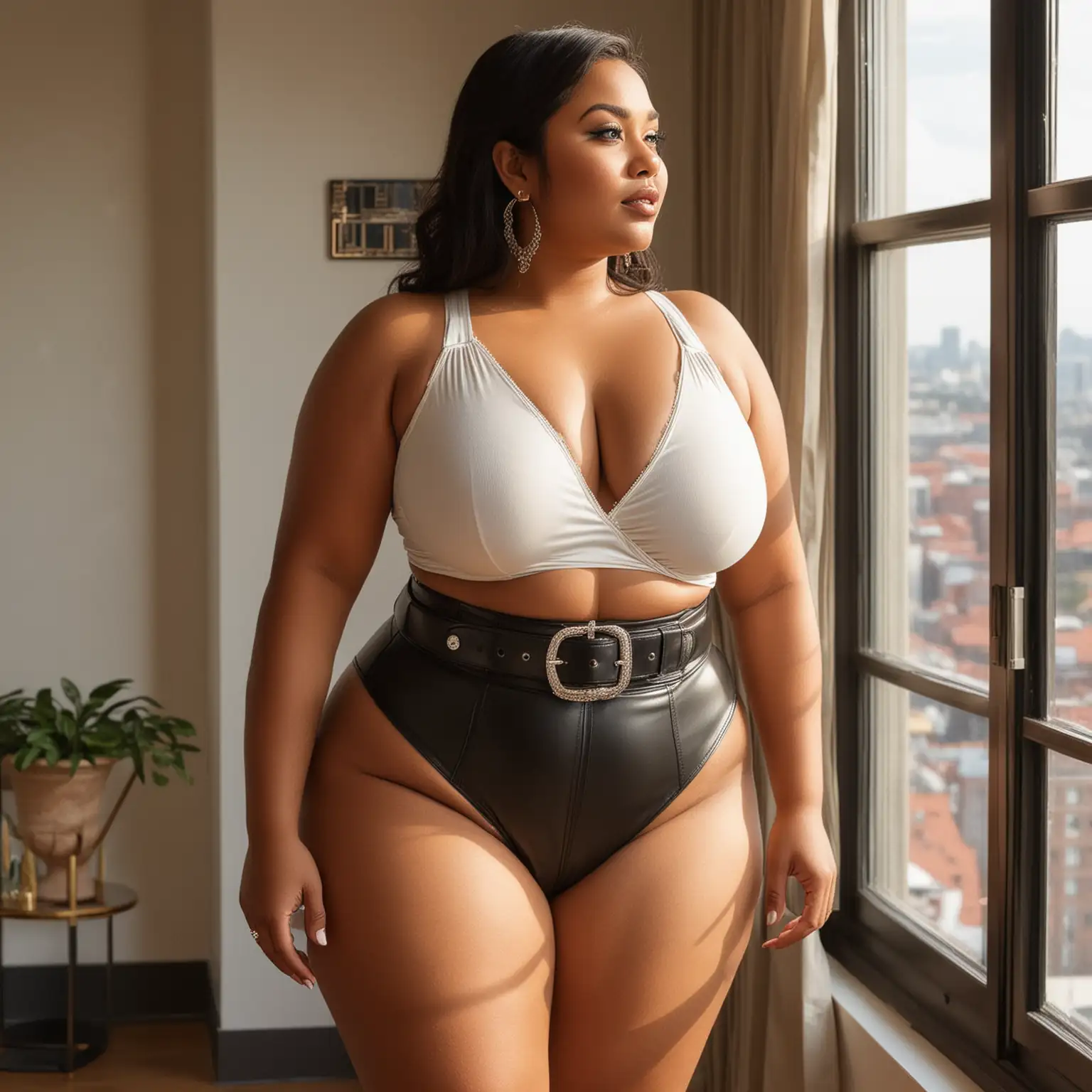 Sensational Bangladeshi BBW Queen Flaunting Confidence in Luxurious Penthouse