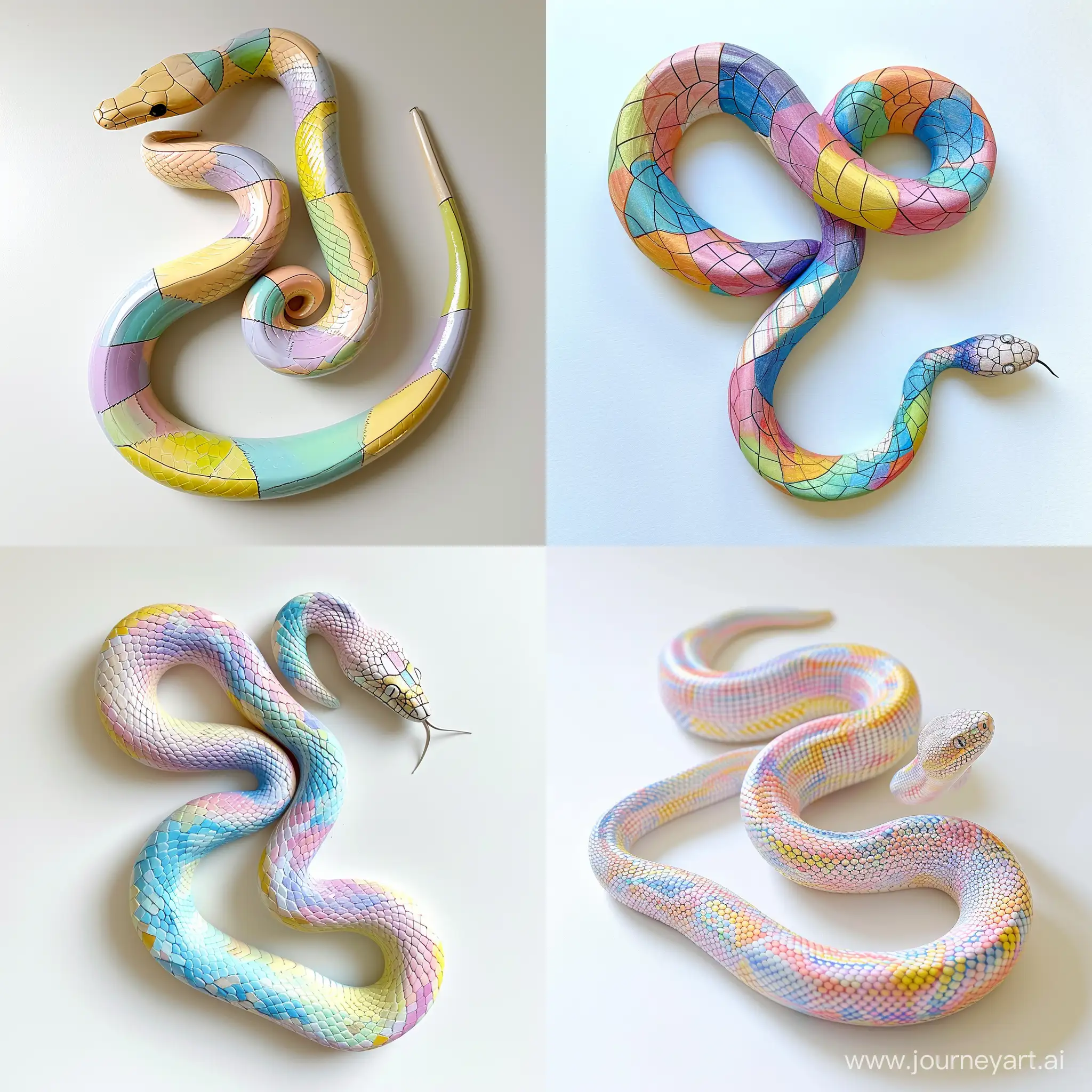 Make a Mondrian-style pastel rainbow snake