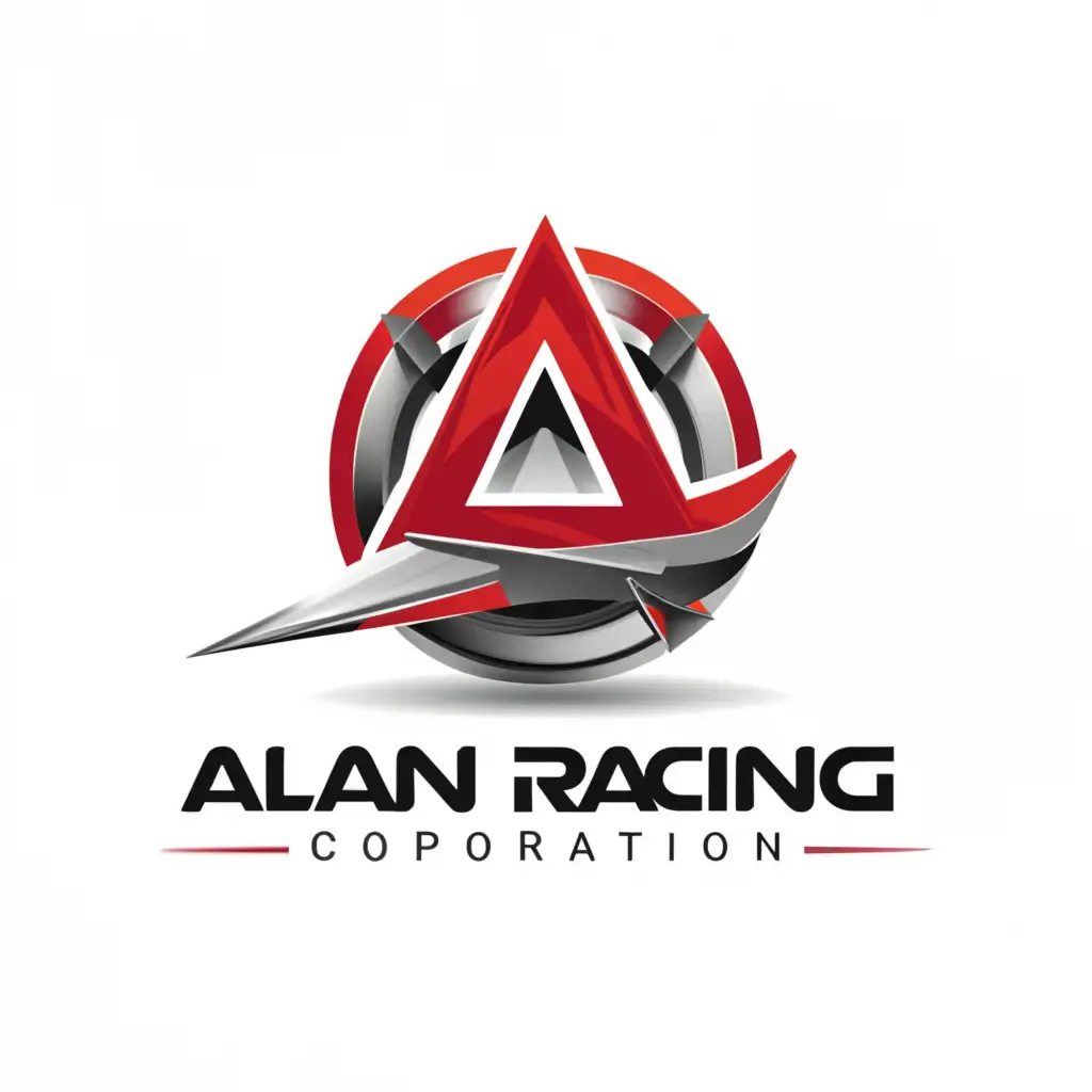 a logo design,with the text "Alan Racing Corporation", main symbol:Arrow, circle, with the A in red,Moderate,be used in Automotive industry,clear background