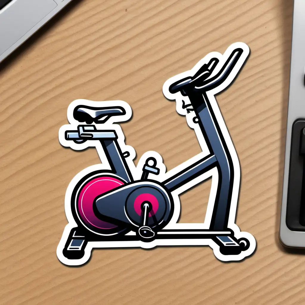 Colorful Stationary Bike Sticker with Dynamic Patterns and Motivational Quotes