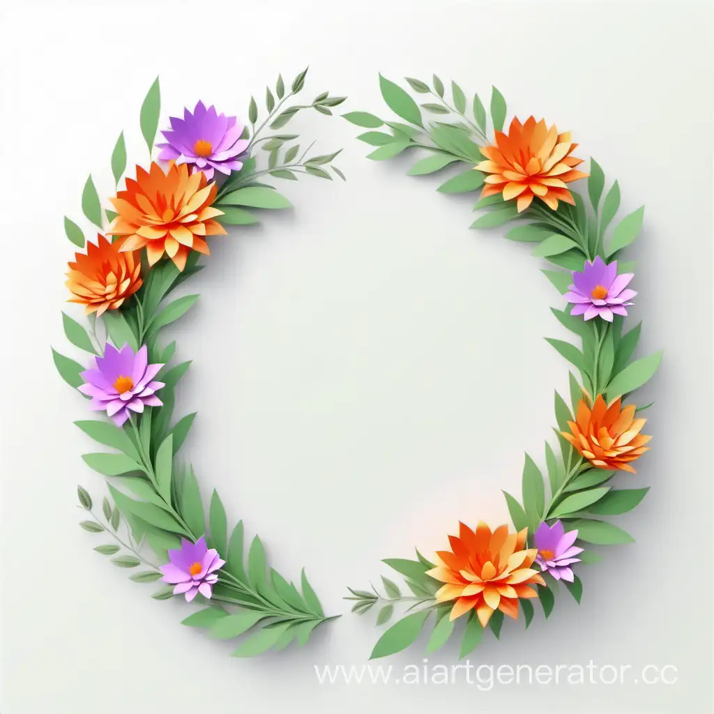 3D-Flame-Border-Bouquets-Floral-Wreath-Frame-with-Bright-Meadow-Sage-Flowers