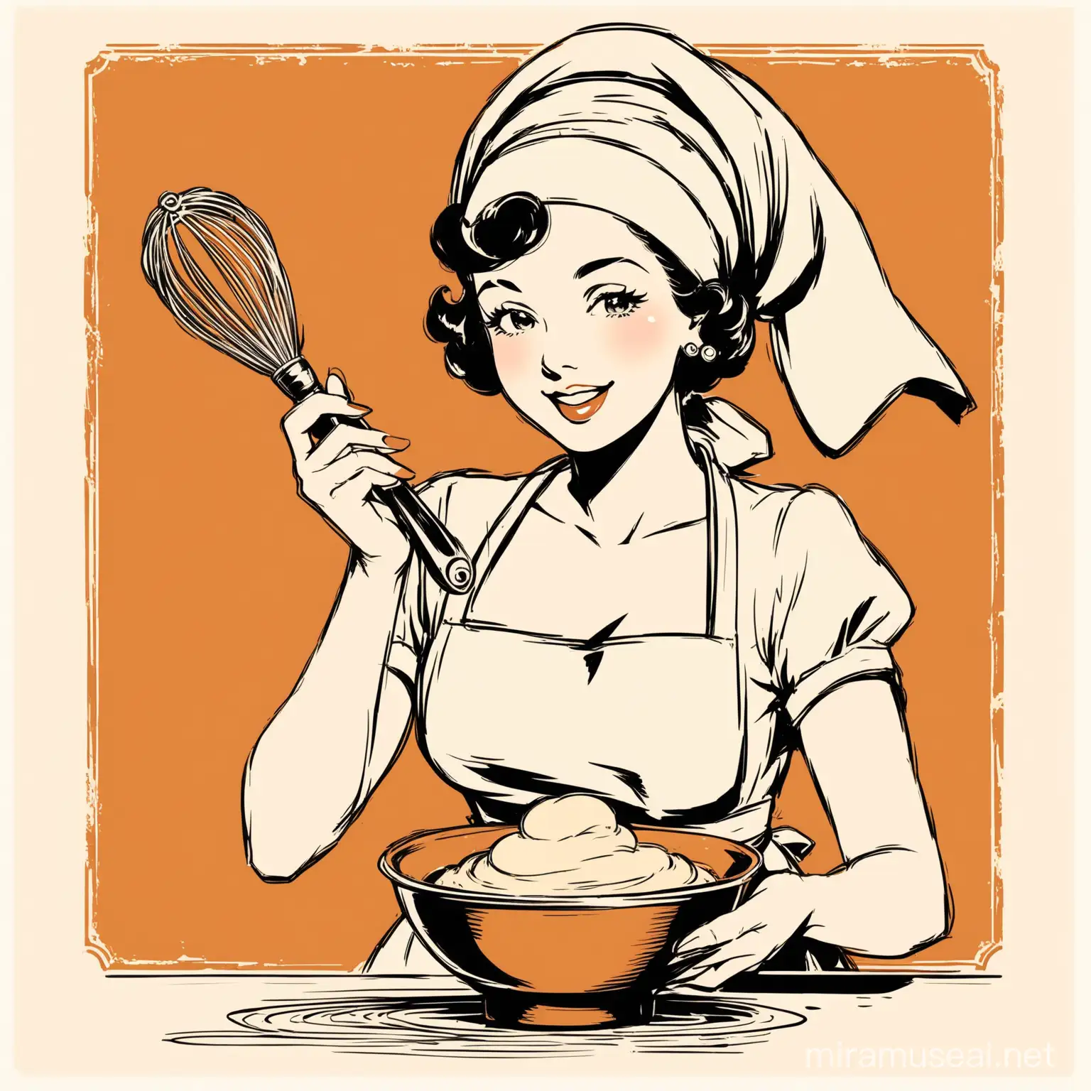 Vintage Minimalist Pinup Baking Poster with Stencil Elements