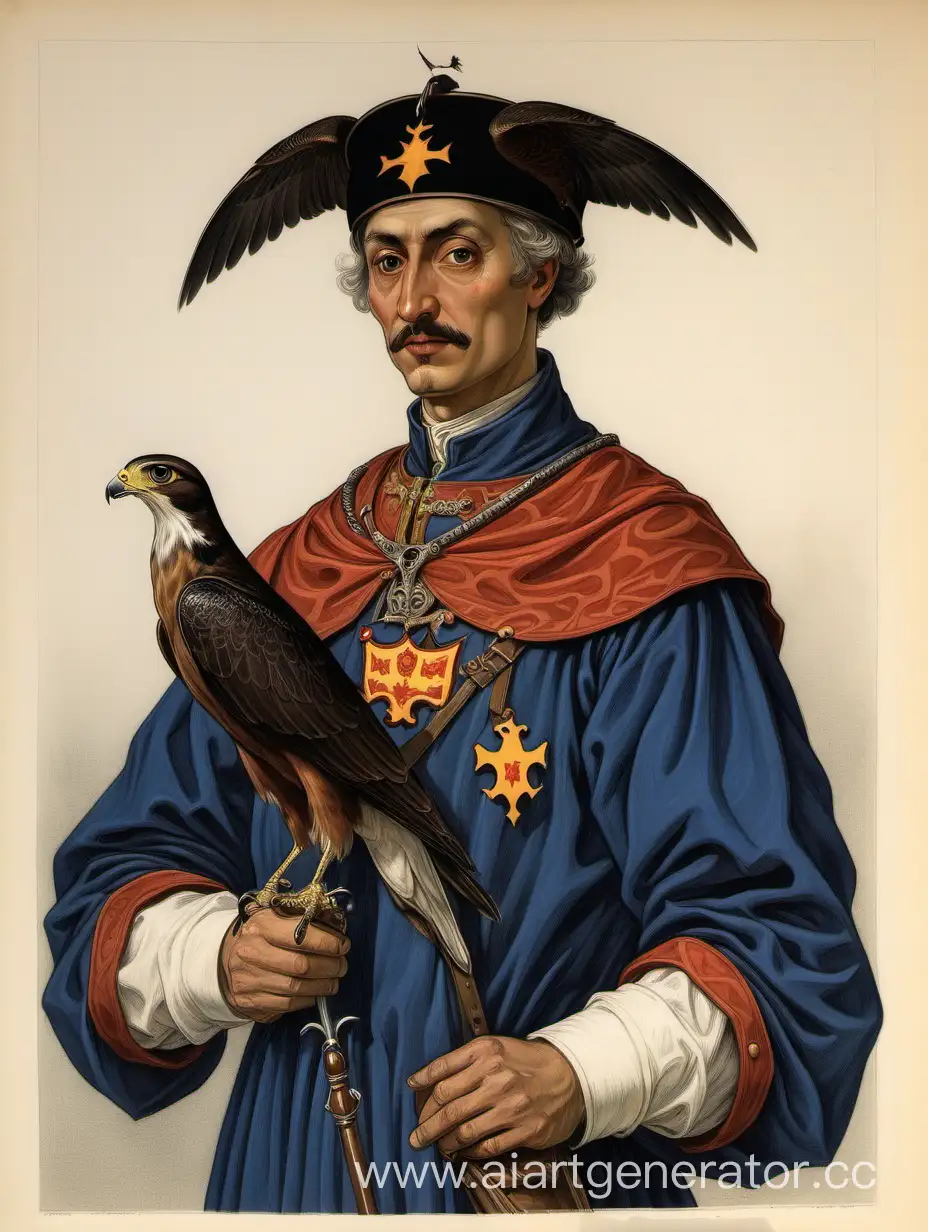 Regal-Court-Falconer-of-Moldavia-Noble-Bird-Handler-Amidst-Royal-Splendor
