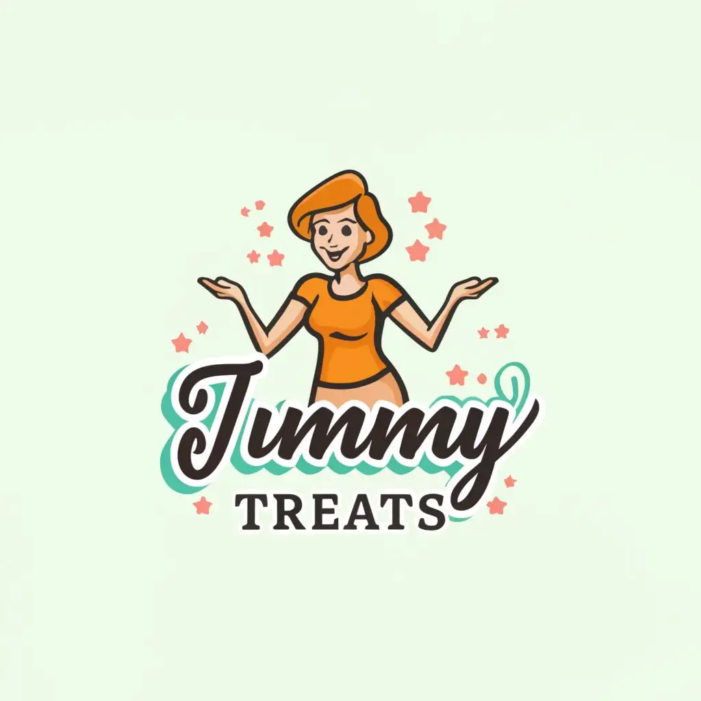 a logo design,with the text "Tummy Treats", main symbol:mom (a female lady) with hands interlocked,Moderate,be used in Restaurant industry,clear background
