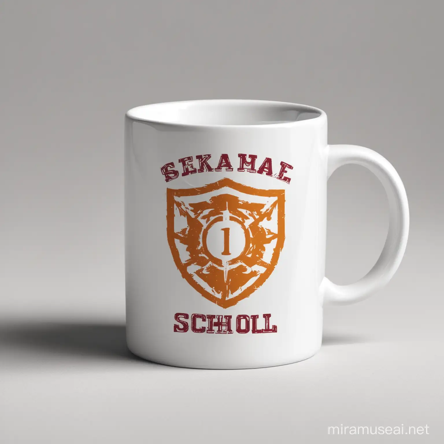 Colorful School Logo Printed on White Ceramic Mug for Students and Teachers