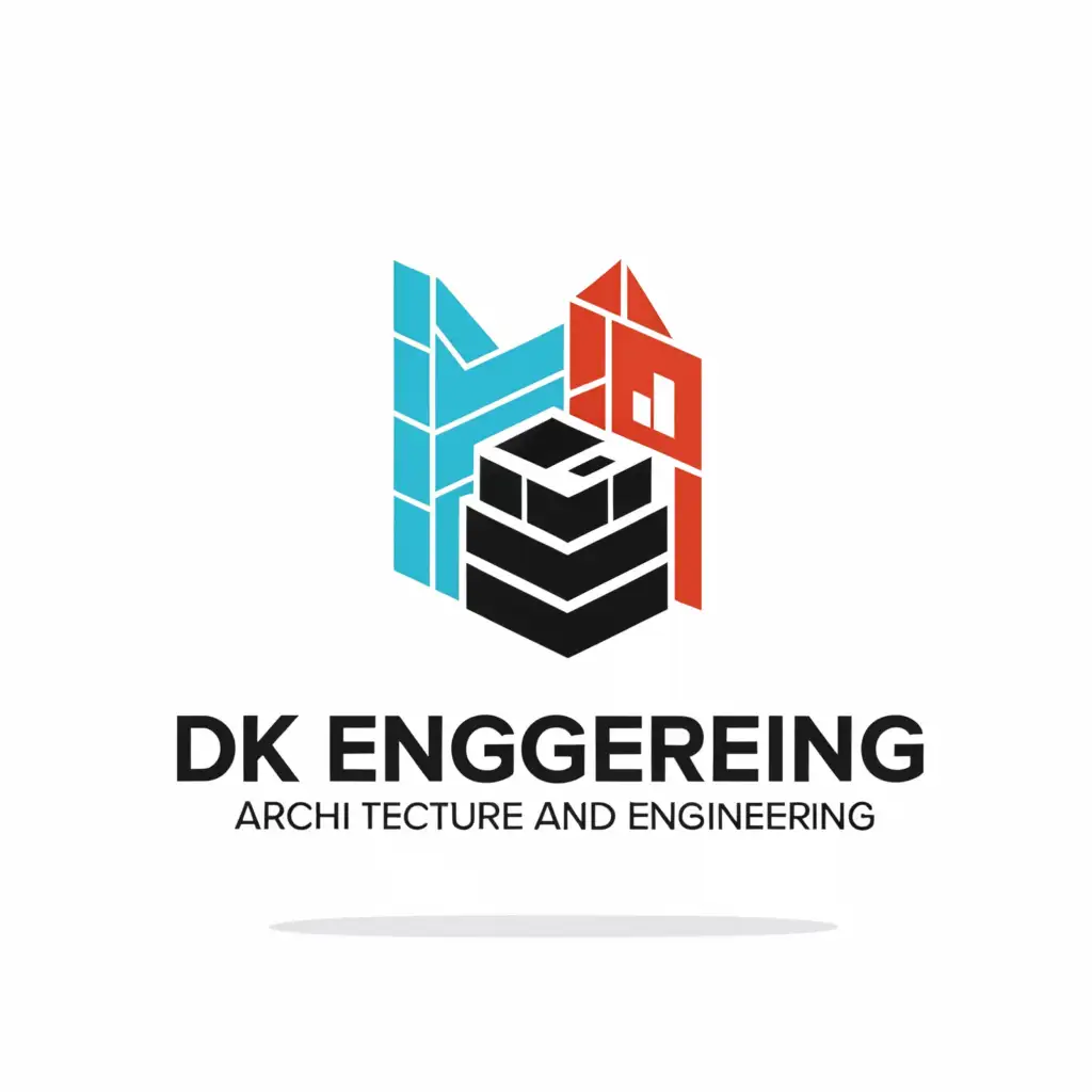 a logo design,with the text "DK Engineering", main symbol:home, building, technology, engineering,Moderate,be used in Construction industry,clear background