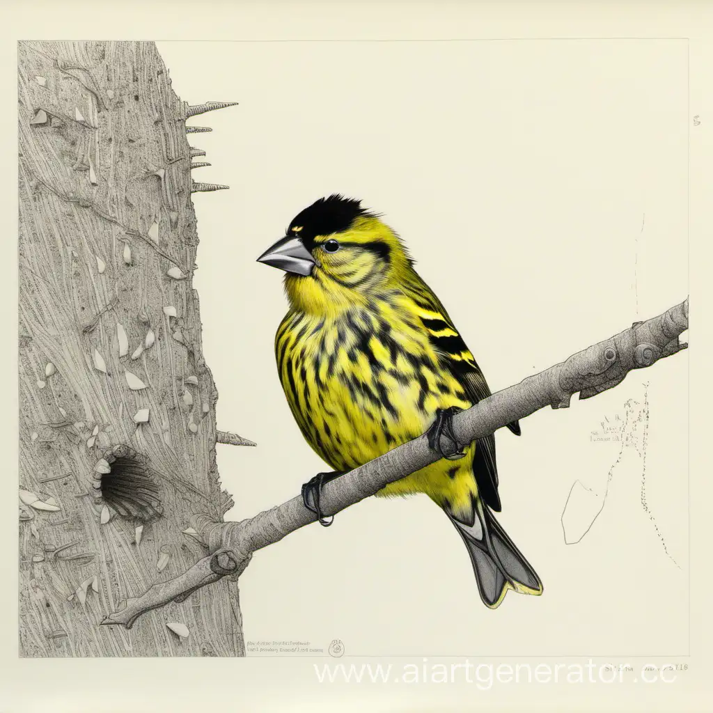 Siskin-Bird-of-the-Year-A-Captivating-Illustration-in-Natural-Habitat