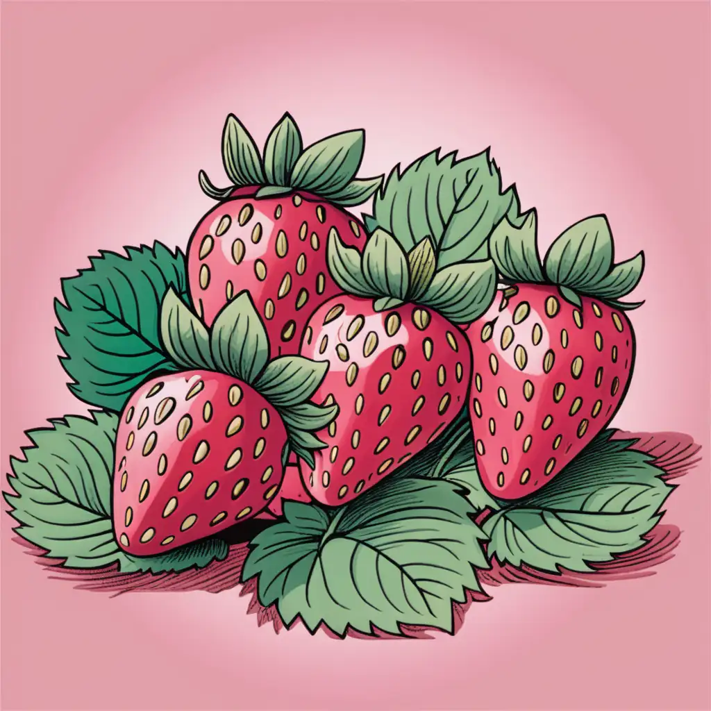 Vibrant Trio of Juicy Red Strawberries Coloring Page