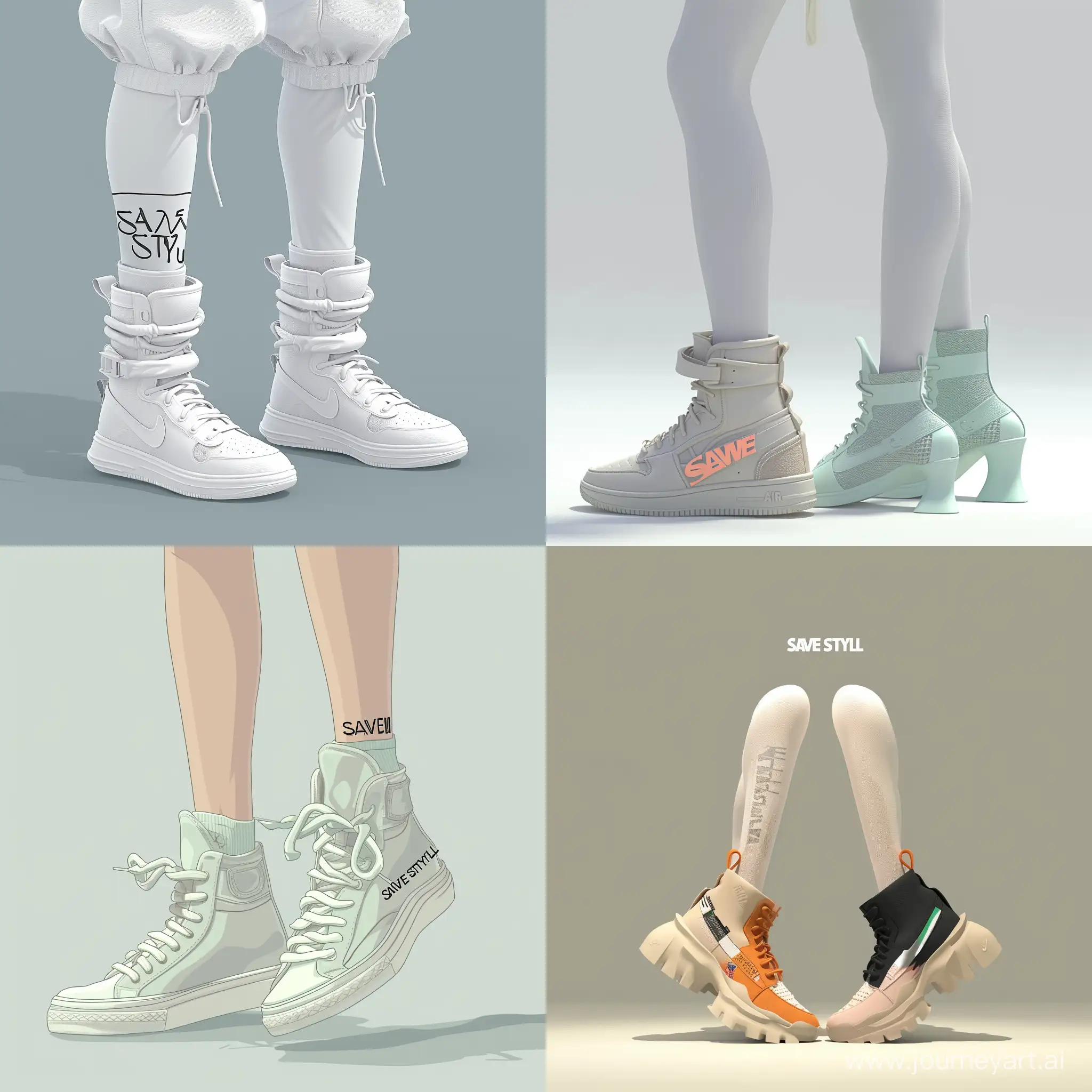 Создай аватарку для интернет магазина брендовых кроссовок, который называется SAVE STYLE, чтобы было видно только 2д ноги одетые в кроссовки и написано было полное название магазина