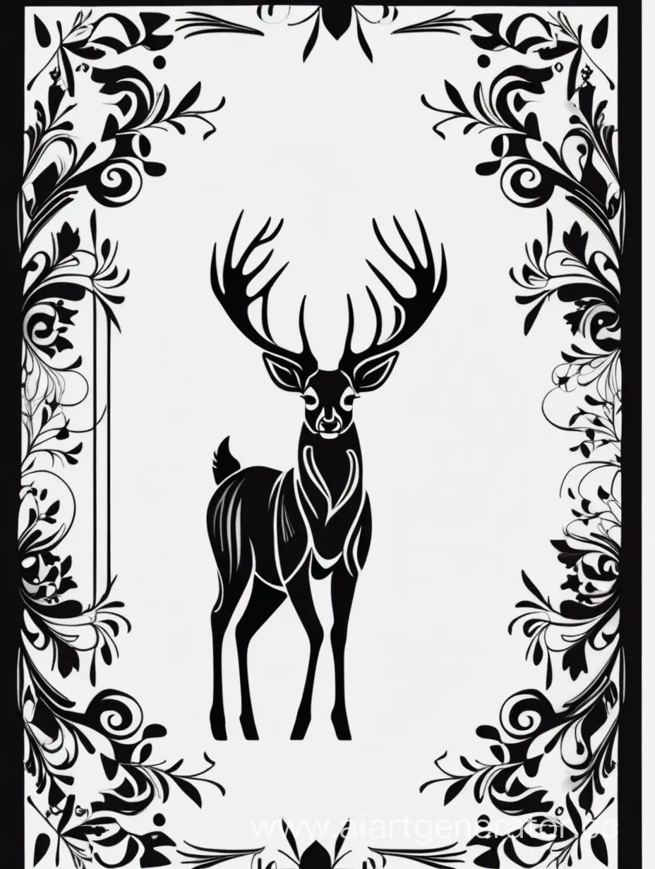 Enchanting-2D-Deer-Art-with-Striking-Black-Border