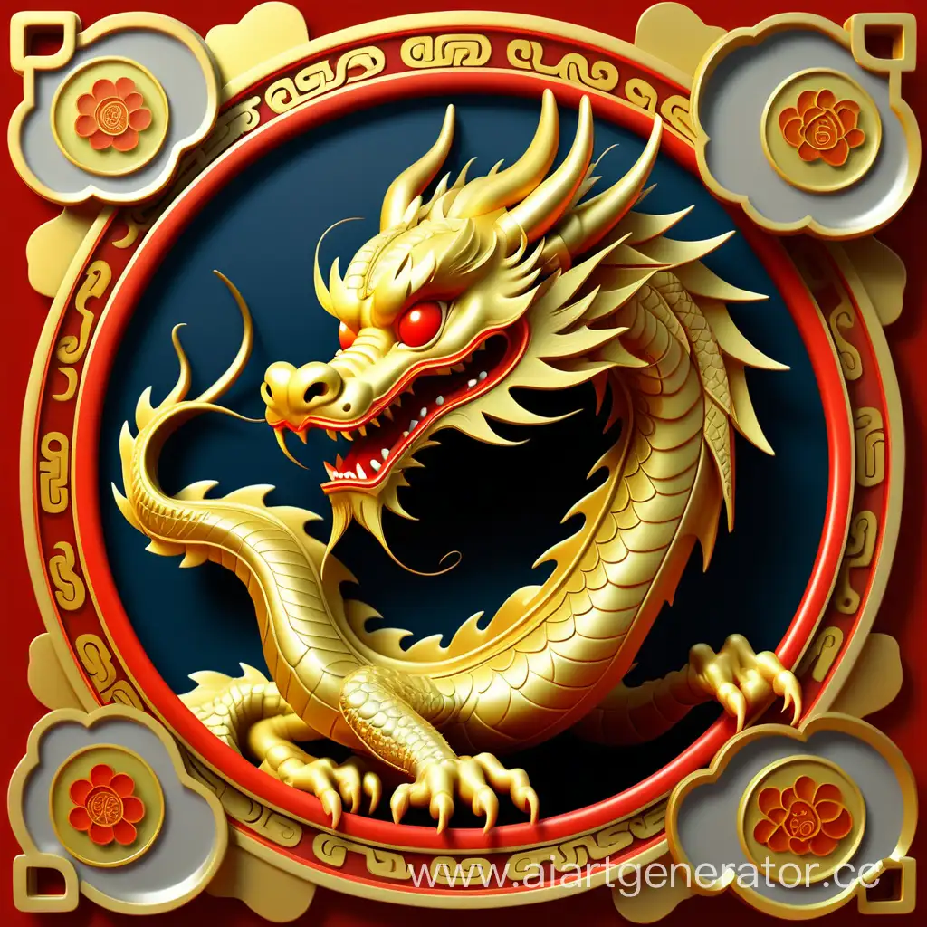 Auspicious-Year-of-the-Dragon-Golden-Dragon-with-Ornate-Border