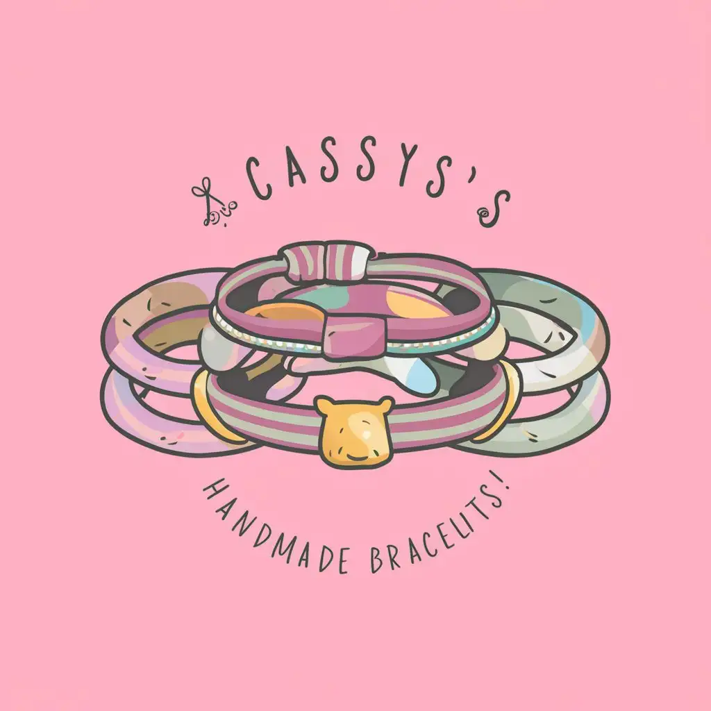 logo, cute bracelet logo, with the text "Cassy's Handmade Bracelets!", typography