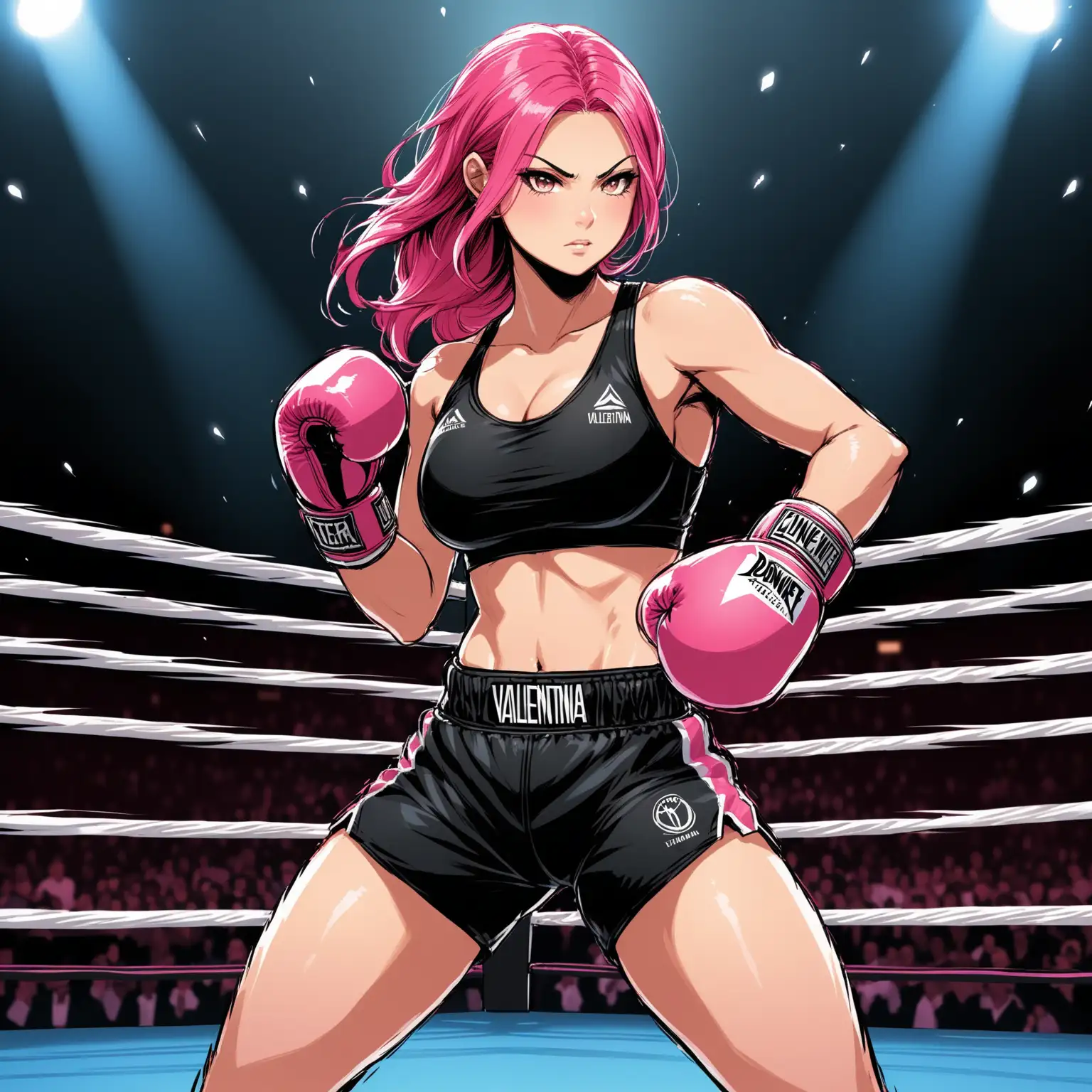 Determined Boxer Valentina in ActionReady Stance