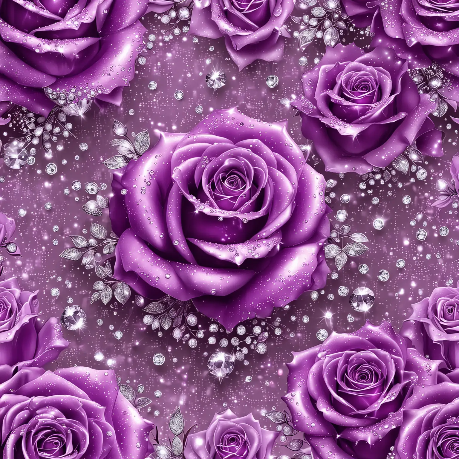 sparkly purple roses background with diamonds