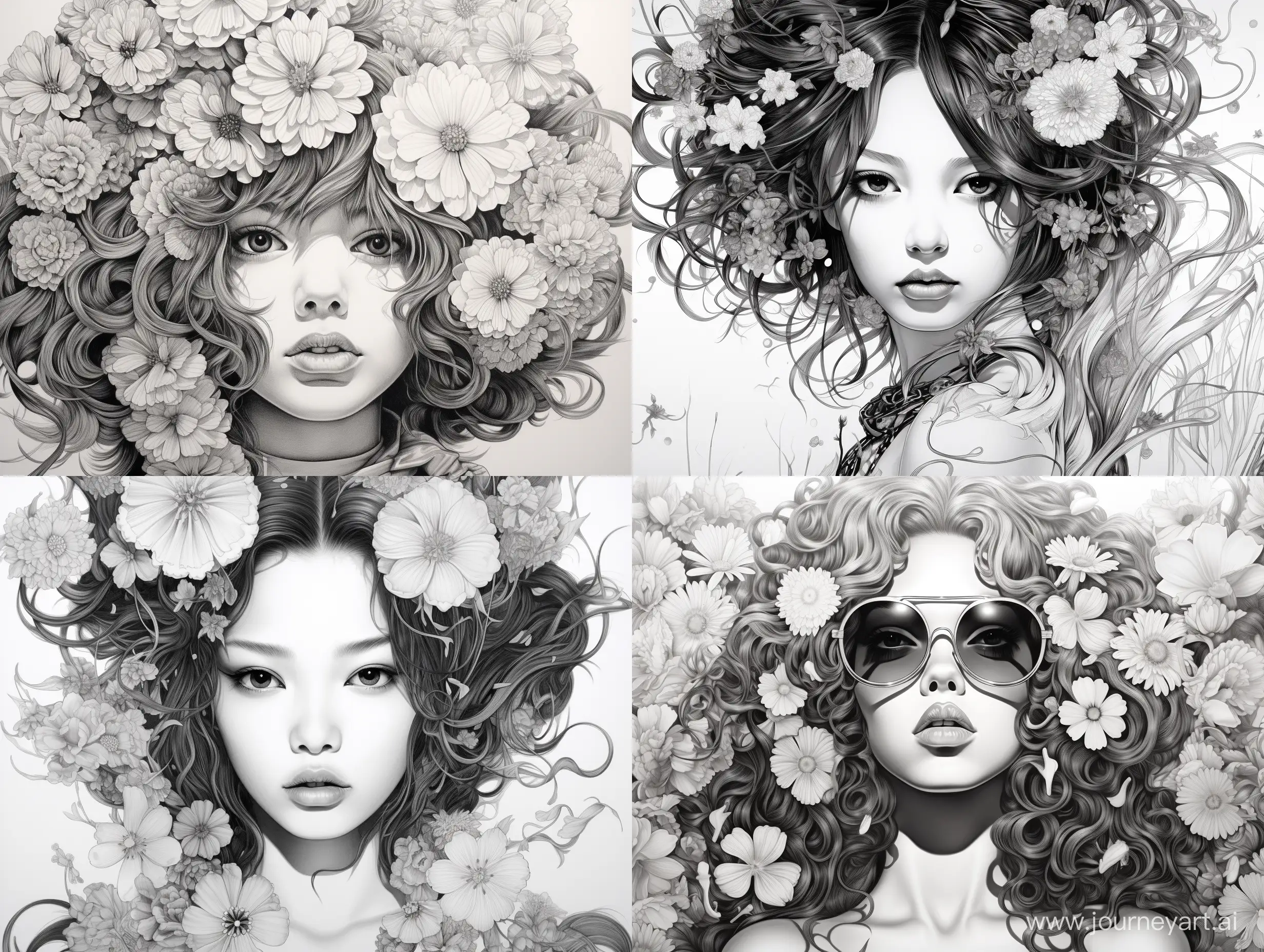 flower girl, in the style of Shihei Otomo