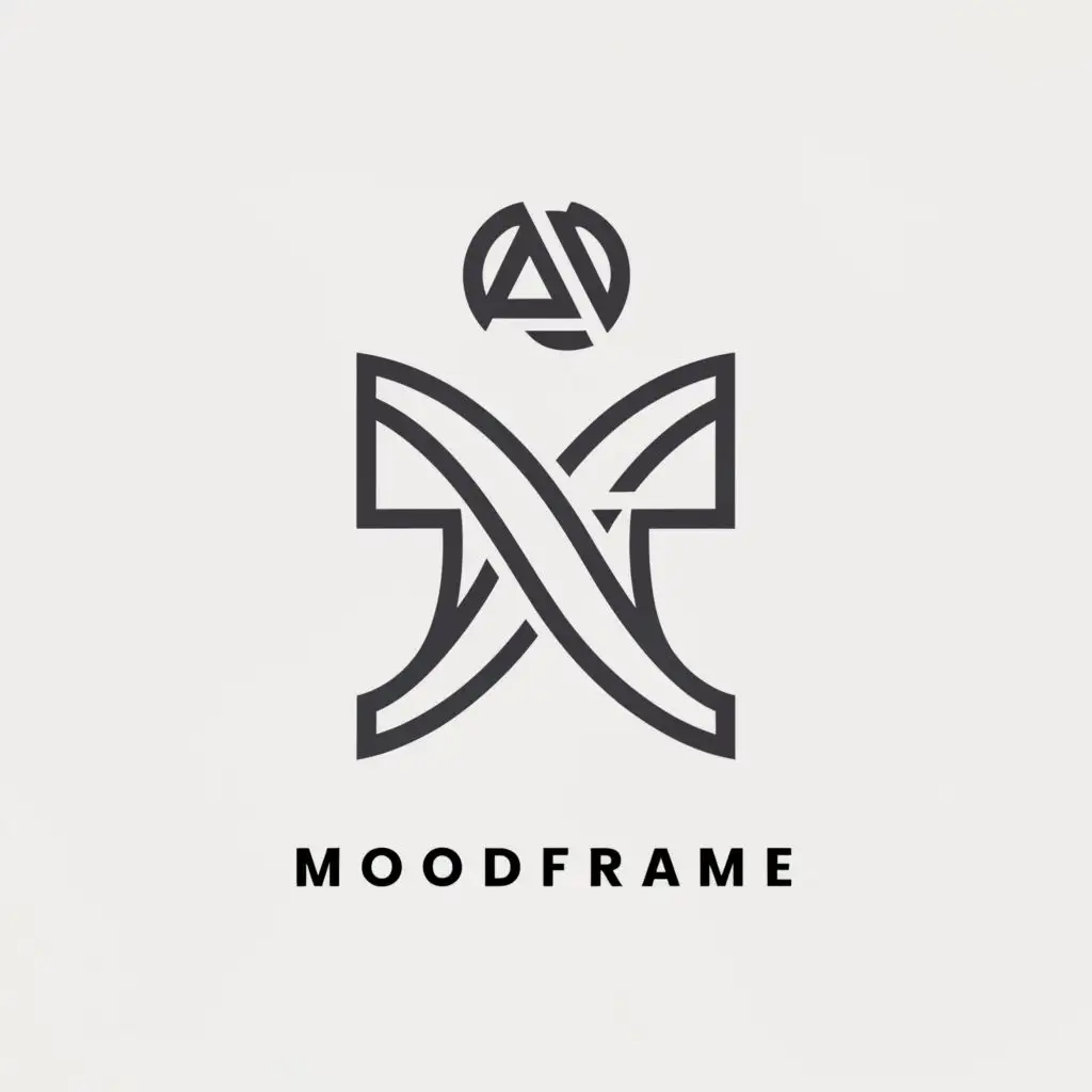 a logo design,with the text "Moodframe", main symbol:M F,Minimalistic,clear background
