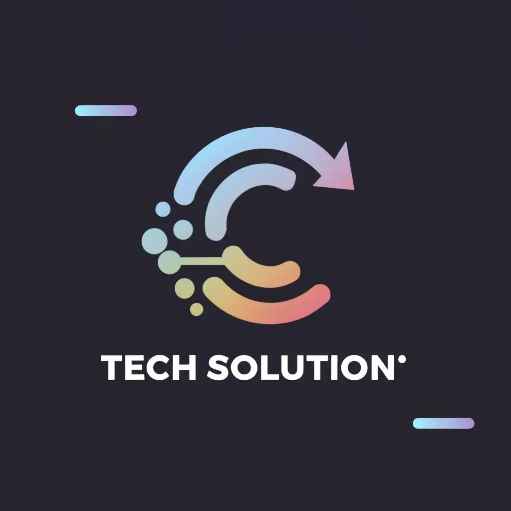 logo, @, with the text "Tech Solution ", typography, be used in Technology industry