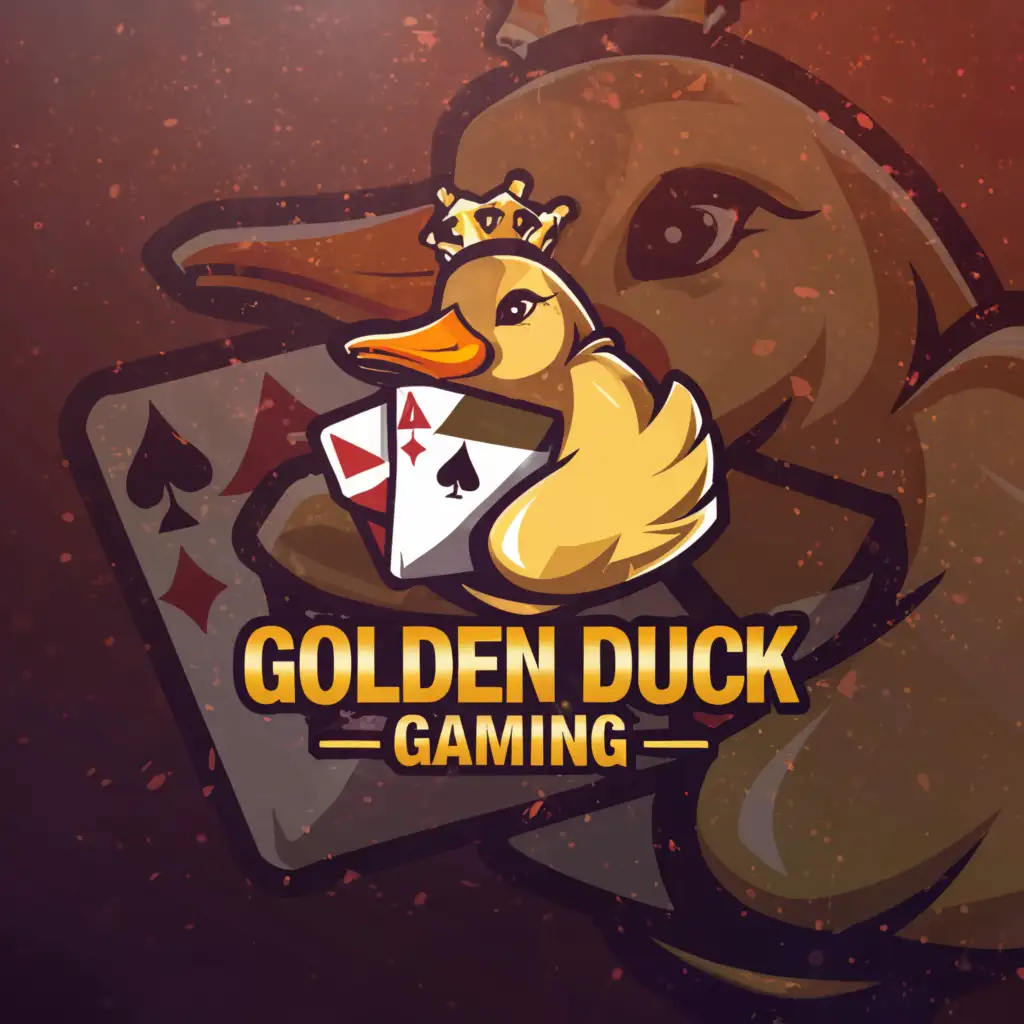 a logo design,with the text "Golden Duck Gaming", main symbol:Duck that play casino, gaming,Moderate,clear background