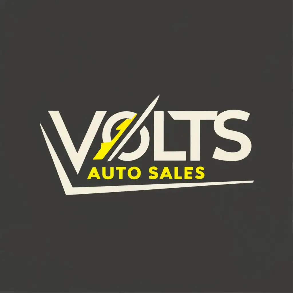 logo, Lighting V, with the text "Volts Auto Sales", typography, be used in Automotive industry