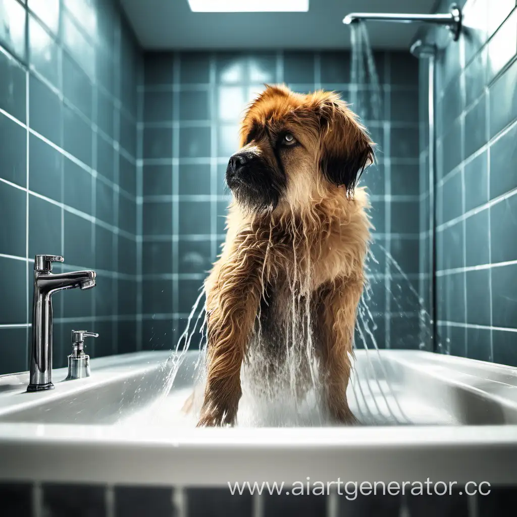 Cute-Dog-Showering-and-Paw-Pampering