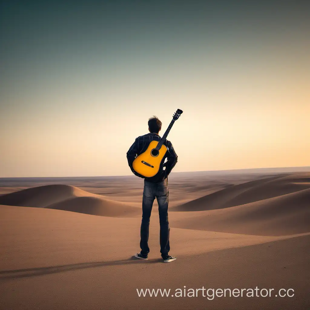 Guitarist-Contemplating-Sunset-Horizon