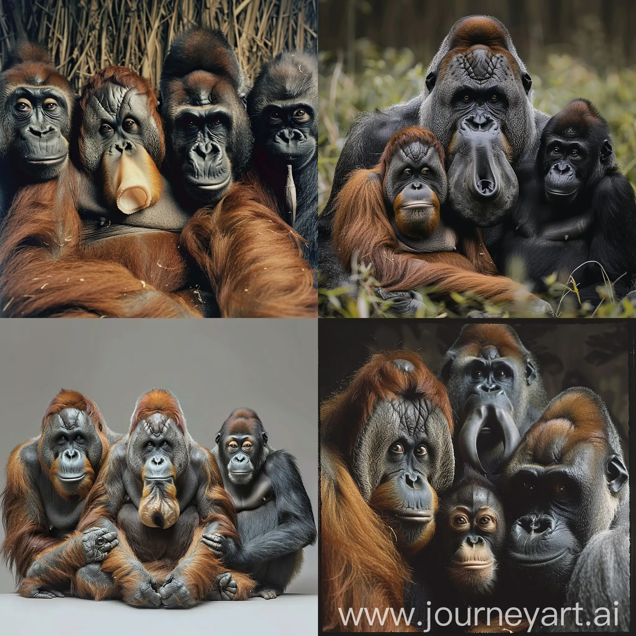 Primate-Trio-Orangutan-Gorilla-and-Proboscis-Monkey