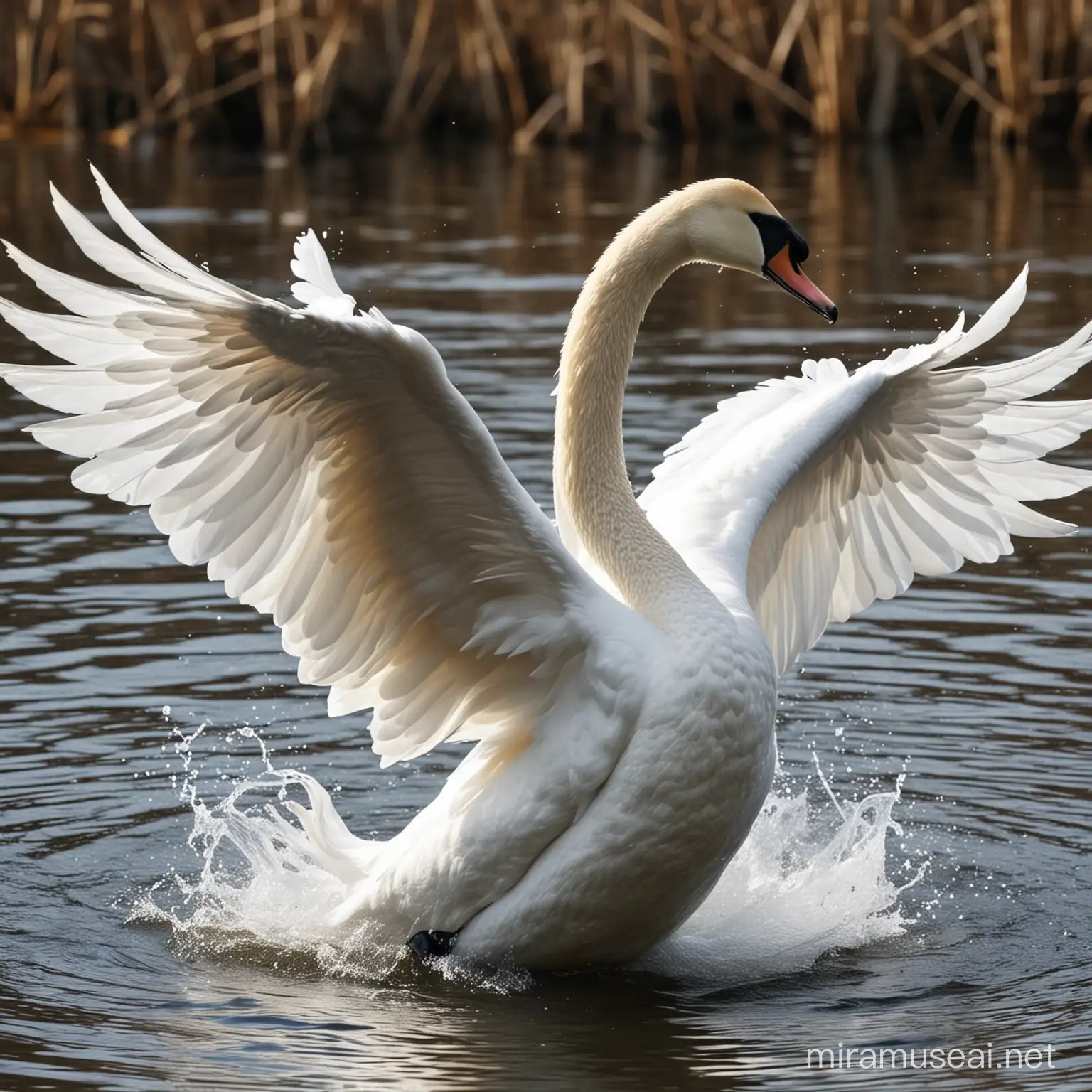 create a beautiful image of swan with different beautiful movement of swan