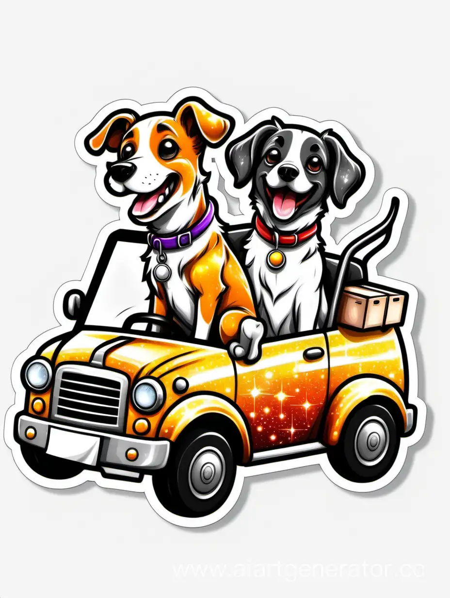 imagine prompt:🚜 And cheffeur dog, Sticker, Excited, Sparkly Colors, Rough Charcoal, Contour, Vector, White Background, Detailed