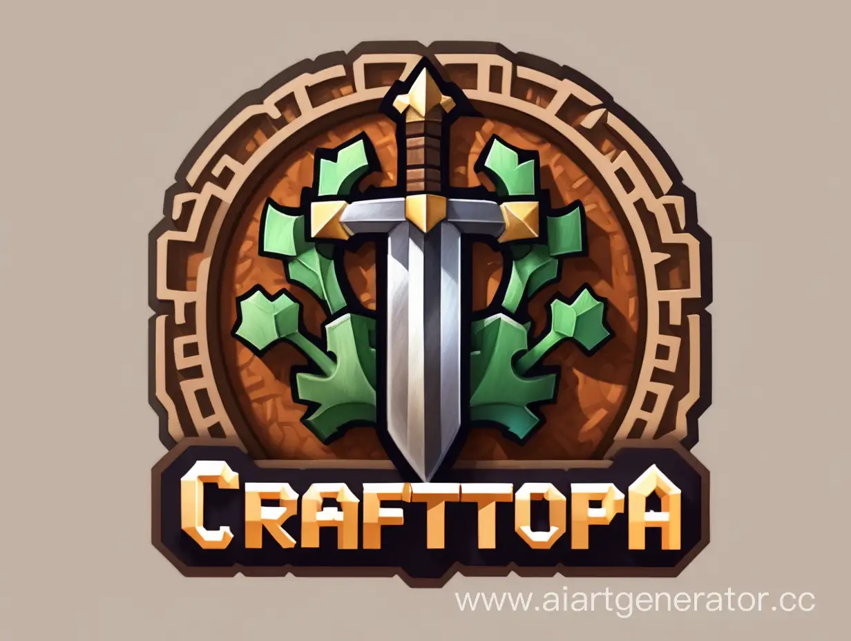 Логотип для майнкрафт сервера с название "CraftTopia" Стилистика средневековье 