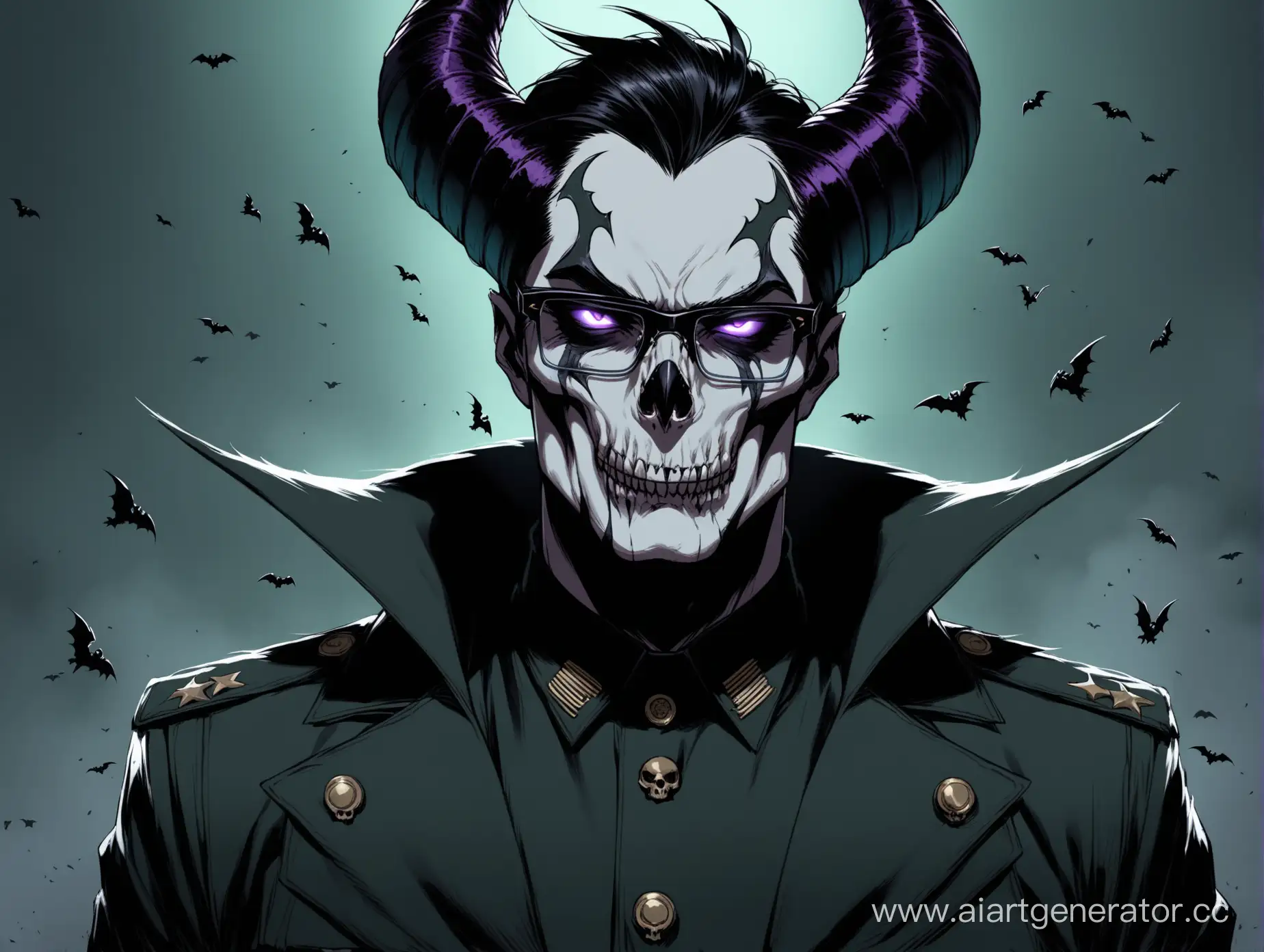 Sinister-Military-Officer-with-Maleficent-Horns-and-Skull-Makeup