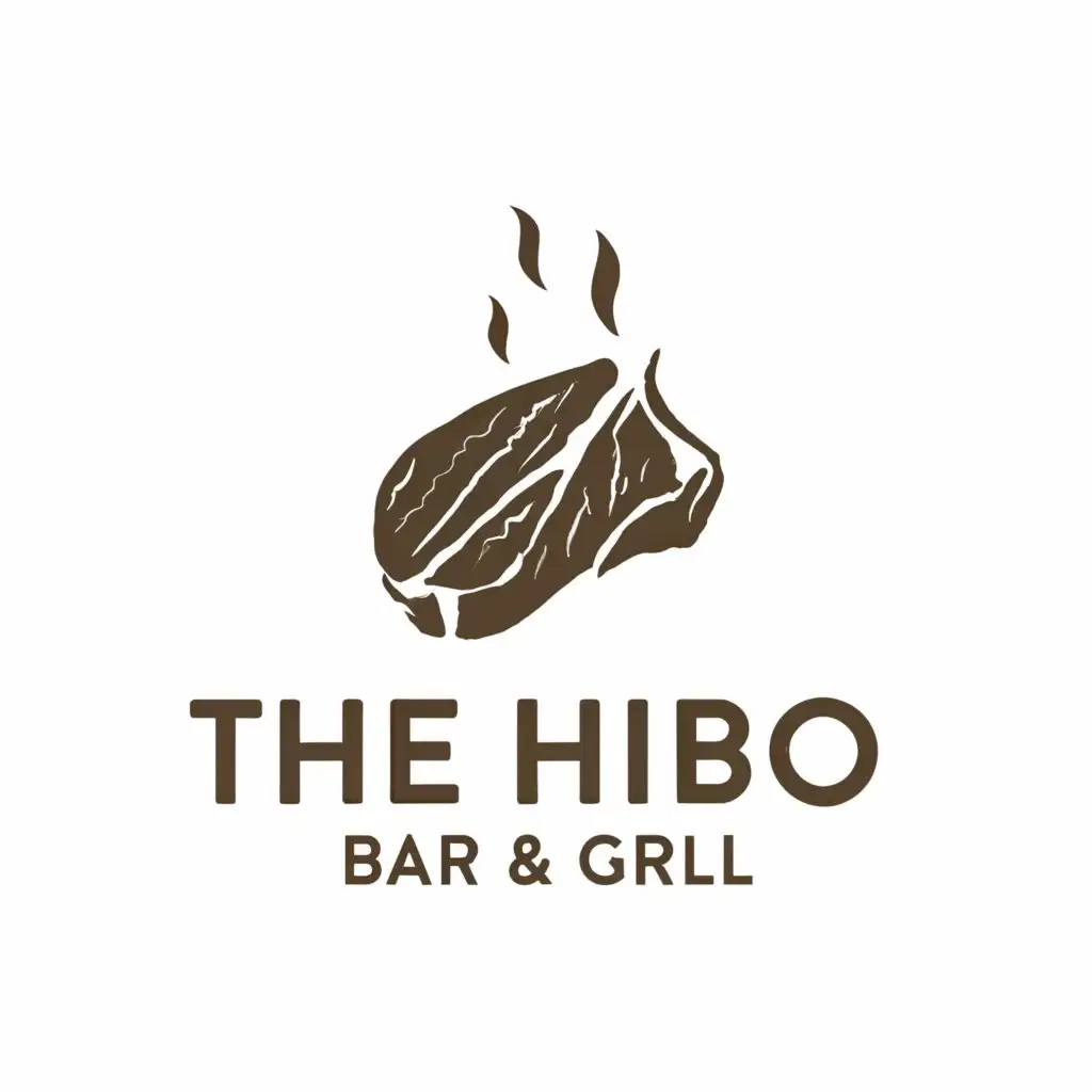 LOGO-Design-For-The-Hibo-Bar-Grill-Bold-Steak-Symbol-on-a-Clear-Background