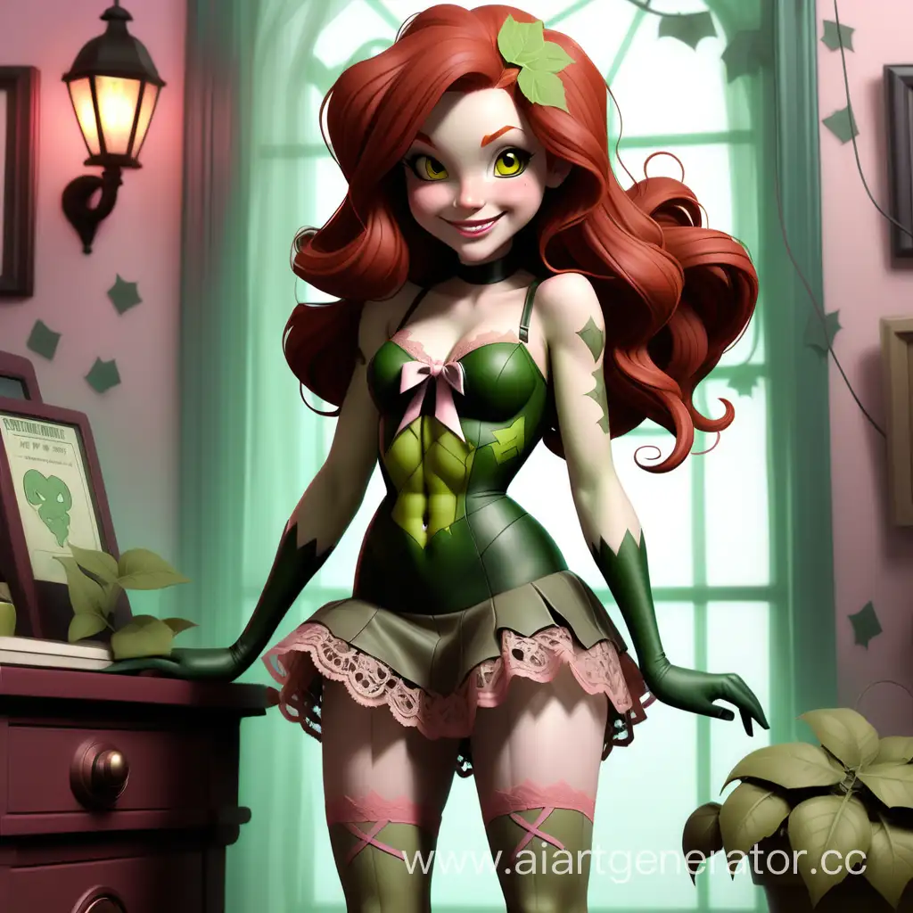 Adorable-DC-Comics-Tween-Poison-Ivy-in-Auburn-Hair-Pink-Lace-and-Heels