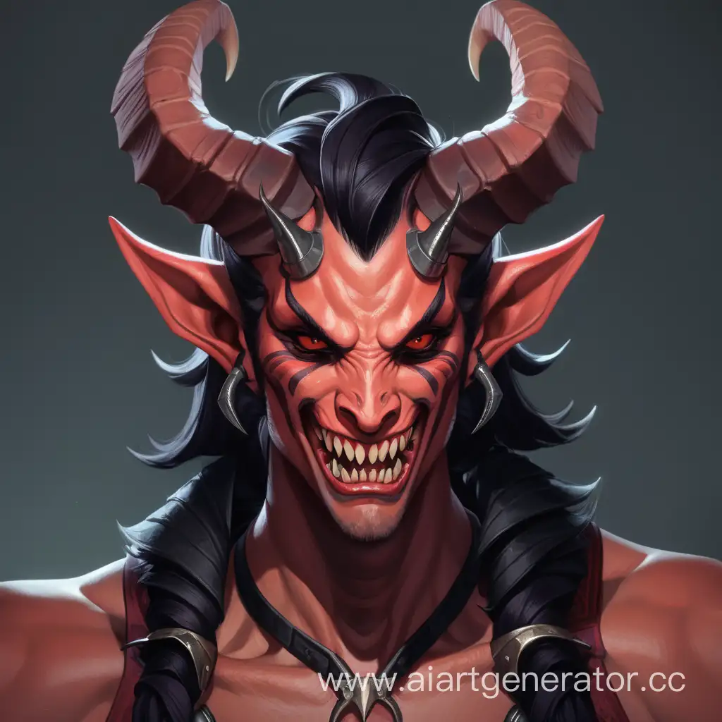 Tiefling-Character-with-Intimidating-Sharp-Teeth-and-Horns