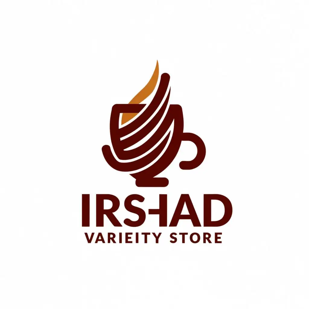 a logo design,with the text "Irshad Variety Store", main symbol:Coffee and mocktails,Minimalistic,be used in Retail industry,clear background