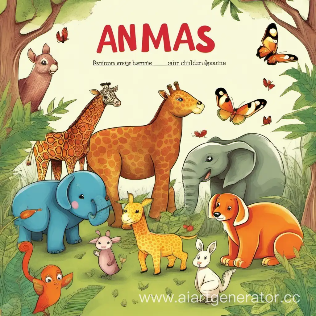 Обложка для детского журнала с животными