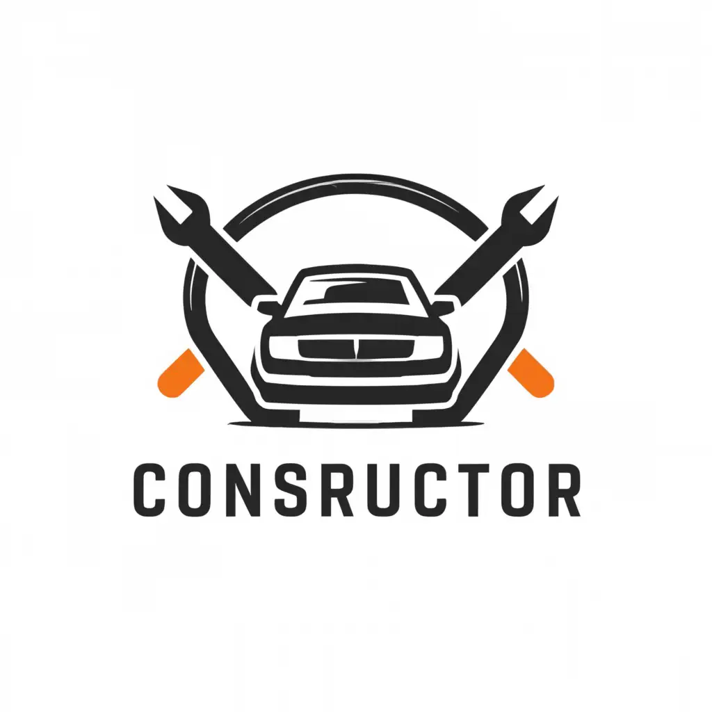 LOGO-Design-For-Constructor-Minimalistic-Car-Repair-Shop-Emblem-on-Clear-Background