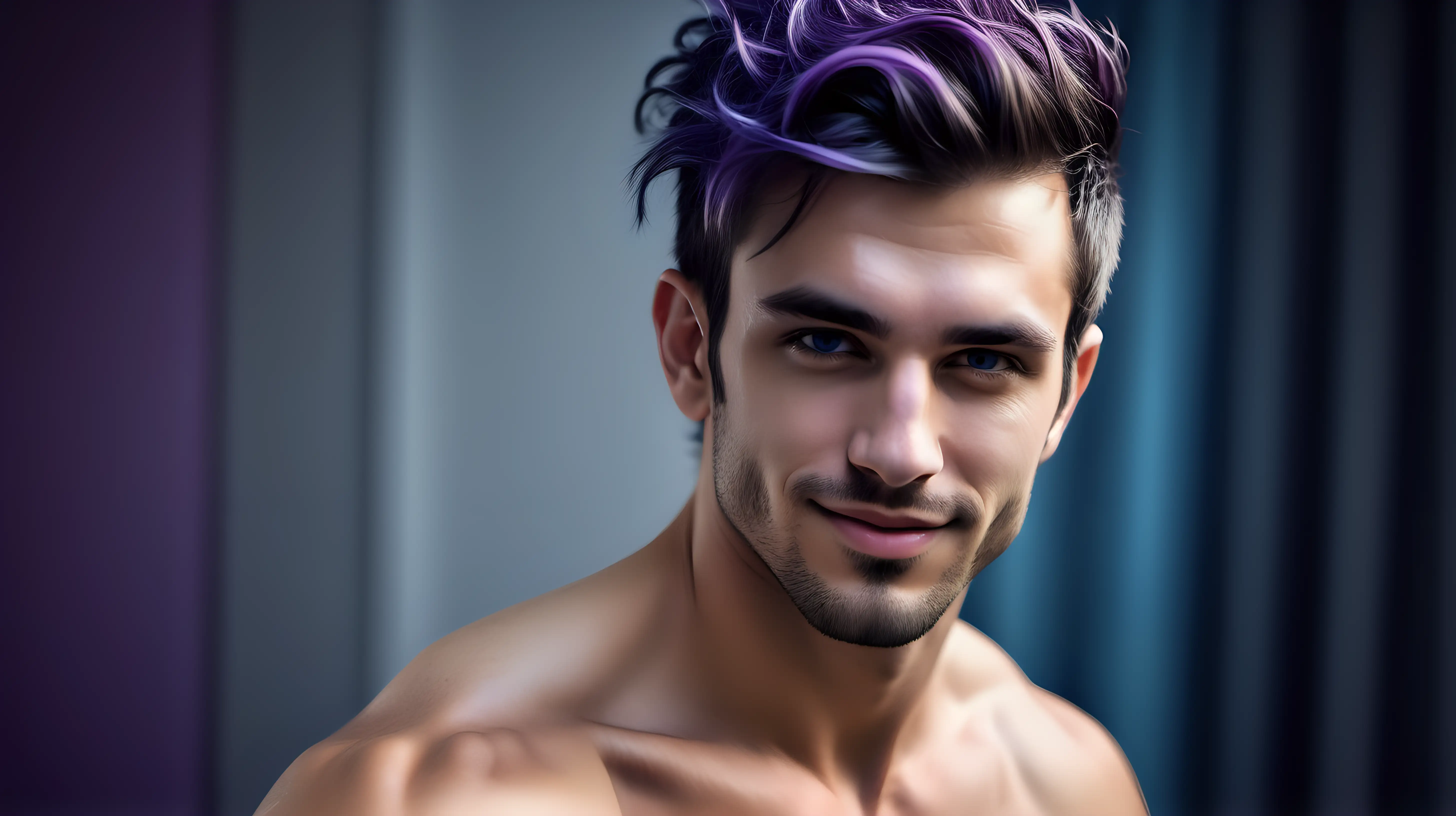 Handsome European Man with Seductive Smile and Artistic Hairstyle