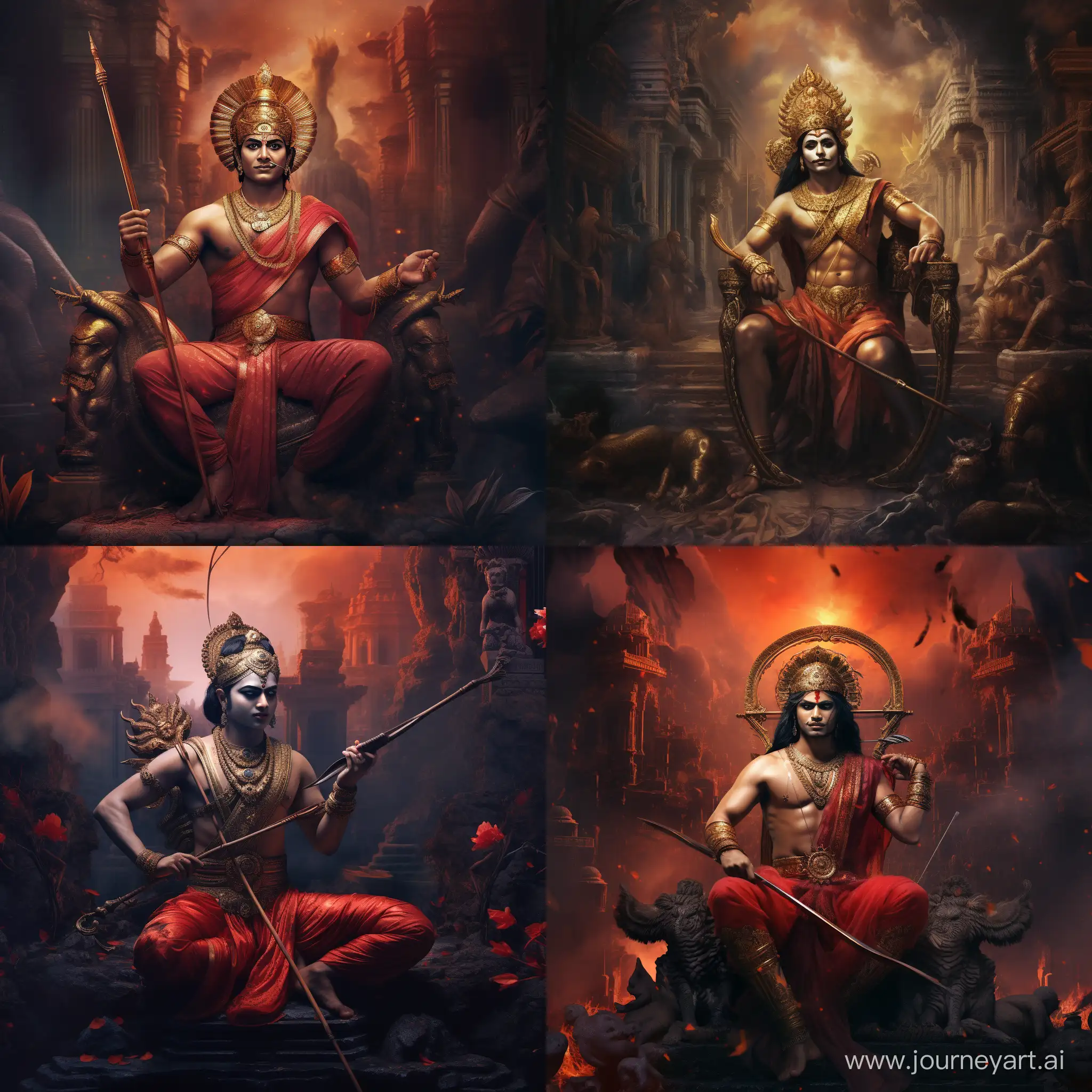 Divine-Lord-Rama-with-Bow-and-Arrow-on-Royal-Throne